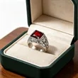 Mutil Size Vintage Square Red Zircon Ring | https://www.bestnamebadges.com