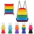 Medium Size 210D Polyester Rainbow Drawstring Bag 16.9"x14" | https://www.bestnamebadges.com