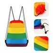 Medium Size 210D Polyester Rainbow Drawstring Bag 16.9"x14" | https://www.bestnamebadges.com