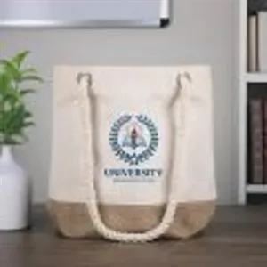 12 oz. Astoria Cotton Canvas Tote with Jute Bottom