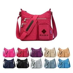 Waterproof Nylon Crossbody Shoulder Bag W/ Multiple Pockets