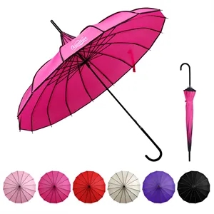 39" Vintage Pagoda Peak Parasol Umbrella W/ Hook Handle