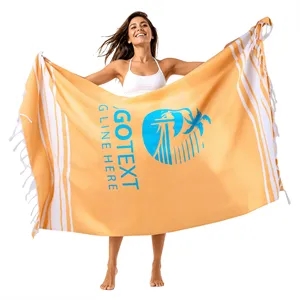 Classic Striped Beach Towel With Tassel Fringe 71'' x 39''