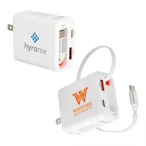 Zip ETL-Listed 20W PD Dual Port Wall Charger With Retractabl