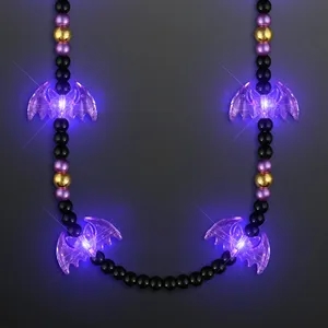 Light Up Bats Halloween Beads Necklace