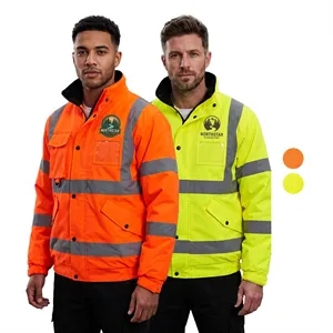 Hi Viz Class 3 Waterproof Reflective Safety Bomber Jacket