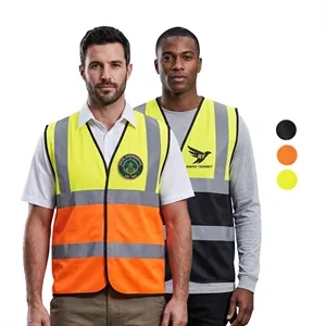 Hi Viz Class 2 Knitted Color Block Safety Loop & Hook Vest