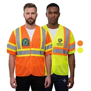 Hi Vis Reflective Tape Mesh Class 3 Safety Hook & Loop Vest