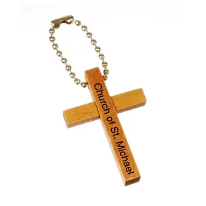 Wooden Cross Keychain