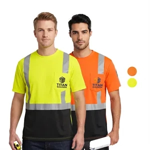 Hi Visibility Class 2 Reflective Tape Safety Pocket T-Shirt