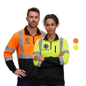 Hi Viz Class 3 Reflective Tape Safety Quarter Zip w/ Pocket