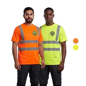 Hi Viz Poly-Cotton Knitted Class 2 Safety Workwear T-Shirt