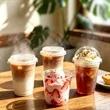 Custom 500ml Clear Disposable Tea & Coffee Cups with Lids | https://www.bestnamebadges.com
