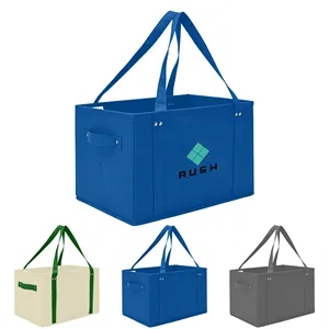 Reusable Foldable Grocery Bag W/ Hard Bottom 15"x10"x10"