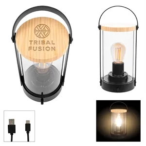 Vintage Bamboo Rechargeable Lantern With Handle