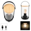 Vintage Bamboo Rechargeable Lantern With Handle | https://www.bestnamebadges.com
