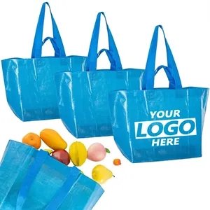 Large Woven Reusable Tote Heavy Duty Grocery Travel Foldable