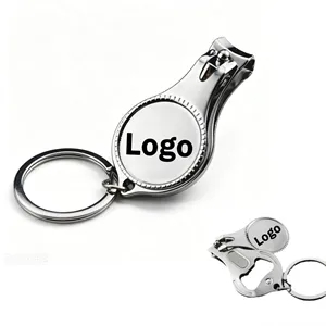 Nail Clipper Bottle Opener Keychain Promo Silver Alloy