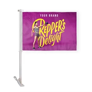 Premium Custom Digital Car Flag, 19" stiff pole - 10.5"x15"