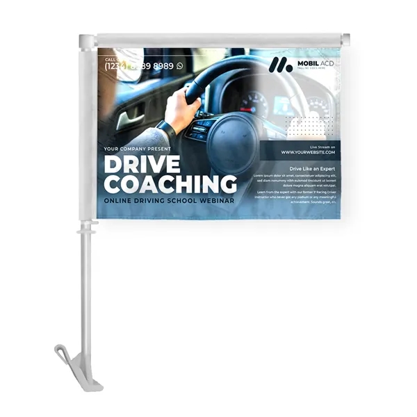 Digital Car Flag on Premium 19" Stand Out Stiff Pole