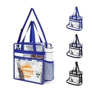Clear Tote Bag With Zip Pocket And Shoulder Straps