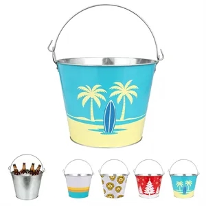 5 Qt Galvanized Beer Ice Bucket W/ Handle