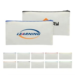 10Oz Poly Cotton Canvas Pencil Pouch W/ Zipper 8.3"x4.7"