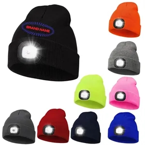 Unisex Usb-Rechargeable Led-Lit Winter Knit Hat