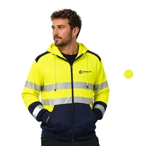 Hi Vis Class 3 Segmented Tape Safety Zipper Hoodie w/ Pocket