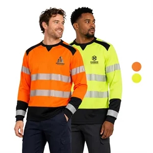 Hi Viz Class 3 Segmented Tape Safety Long Sleeve T-Shirt