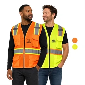 Hi-Vis Class 2 Reflective Safety Mesh Zipper Vest 6 Pockets