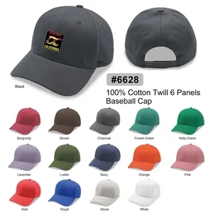 6 Panel Cap 100% Cotton Twill Snap Back