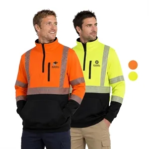 Segmented Tape Color Block Hi Vis Class 3 Safety 1/4 Zipper