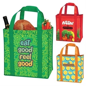 Universal Source® Laminated Non-Woven Grocery Tote | https://www.bestnamebadges.com