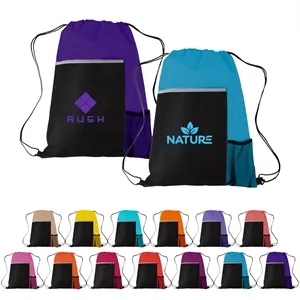 Two Tone Sport Drawstring Backpack Multi Pocket