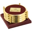 JAFFA® Four Coasters with Solid Cherry Tray | https://www.bestnamebadges.com