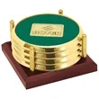 JAFFA® Four Coasters with Solid Cherry Tray | https://www.bestnamebadges.com
