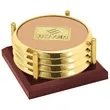 JAFFA® Four Coasters with Solid Cherry Tray | https://www.bestnamebadges.com