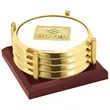 JAFFA® Four Coasters with Solid Cherry Tray | https://www.bestnamebadges.com