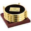 JAFFA® Four Coasters with Solid Cherry Tray | https://www.bestnamebadges.com