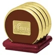 JAFFA® Four Coasters with Solid Cherry Stand | https://www.bestnamebadges.com