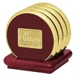 JAFFA® Four Coasters with Solid Cherry Stand | https://www.bestnamebadges.com