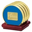 JAFFA® Four Coasters with Solid Cherry Stand | https://www.bestnamebadges.com