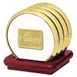 JAFFA® Four Coasters with Solid Cherry Stand | https://www.bestnamebadges.com