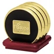 JAFFA® Four Coasters with Solid Cherry Stand | https://www.bestnamebadges.com
