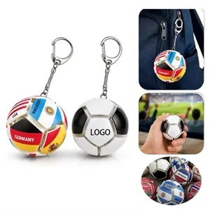 Decompress Football Soccer Ball Button Keychain