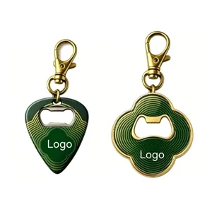 Vintage Green Enamel Bottle Opener Keychain