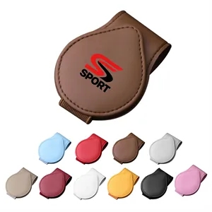 Leather Magnetic Car Sun Visor Sunglass Holder