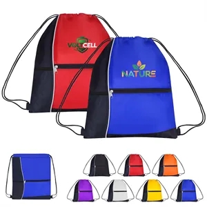 Two Tone Sports Drawstring Backpack Cinch Bag