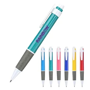 1.0mm Plastic Retractable Ballpoint Pen W/ Blue Ink